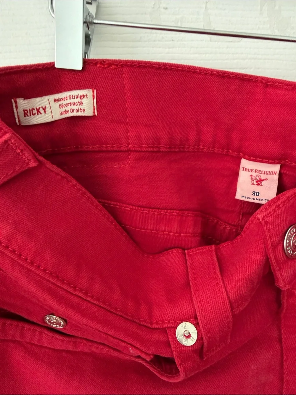 True Religion Bright Red Ricky Denim Cutoff Shorts